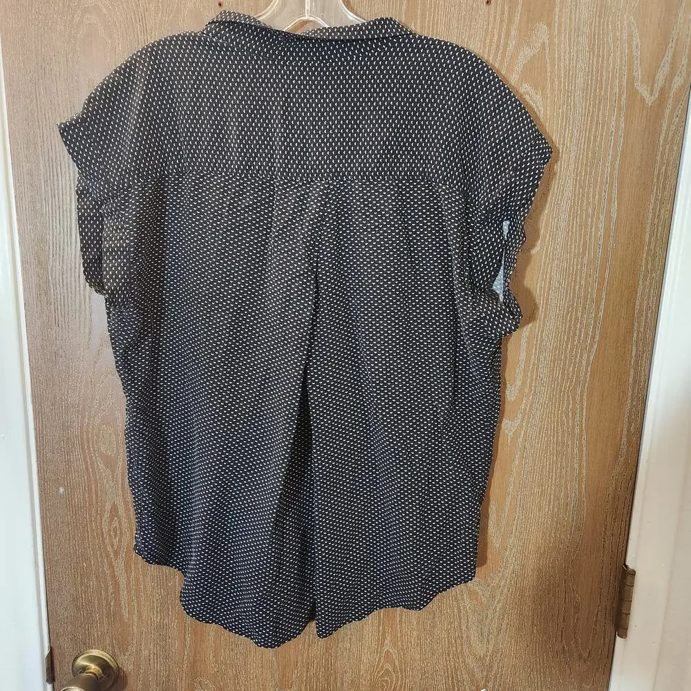 Jachs New York Girlfriend Navy Blue Heart Dots Button Down Blouse